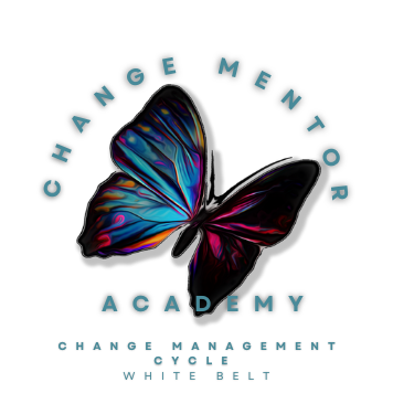 This figure represents the Change Mentor Academy's full cycle of change White Belt Training. This is an executive summary of how all the 9 models of the 9 Linked Management Models work together.